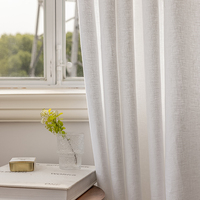 American Vintage South French Linen Cream White Curtains New Home Semi-Blackout Fabric Valances for Living Room