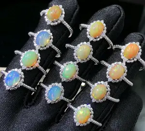 Kleurrijke Opaal Sieraden Ring Blauw Opaal Ring 925 Zilver Natuurlijk Voor Vrouwen Hoge Kwaliteit Klassieke Edelsteen Ringen Sterling Zilver Rohs