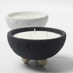 Porte-bougie parfumé en ciment minimaliste nordique, 14,8 cm, diffuseur rond en cire de soja, décoration d'intérieur - Product Image 2