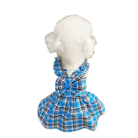 Vente en gros de jupes classiques à carreaux imprimées toutes saisons, design princesse, bleu, marron, noir, accessoires pour chiens et chats, polyester écologique