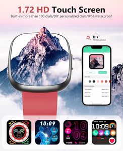 Smartwatch Donna Uomo 1.72\" Display <span class=keywords><strong>Super</strong></span> Retina HD Fitness Tracker Monitoraggio Frequenza Cardiaca Ossigeno nel Sangue Sonno Pressione 100 Funzioni <span class=keywords><strong>Smart</strong></span> - Product Image 5