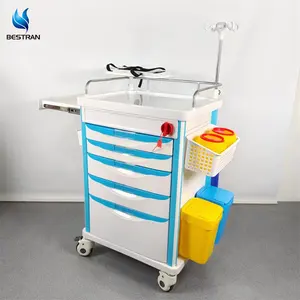 BT-EY005 hastane koğuş odası ekipmanları küçük boyutlu hareketli plastik acil durum arabaları ABS arabası tıbbi abs acil durum arabası