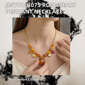Collier pendentif cœur vintage ORIGINAL en acier inoxydable avec zircon cubique et chaîne perlée en émail, bijoux pour femme, cadeau de fête - Product Image 2