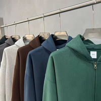 Sweat-shirts à capuche zippés pour hommes, coupe ample, en coton de couleur unie, de haute qualité, personnalisables, vente en gros