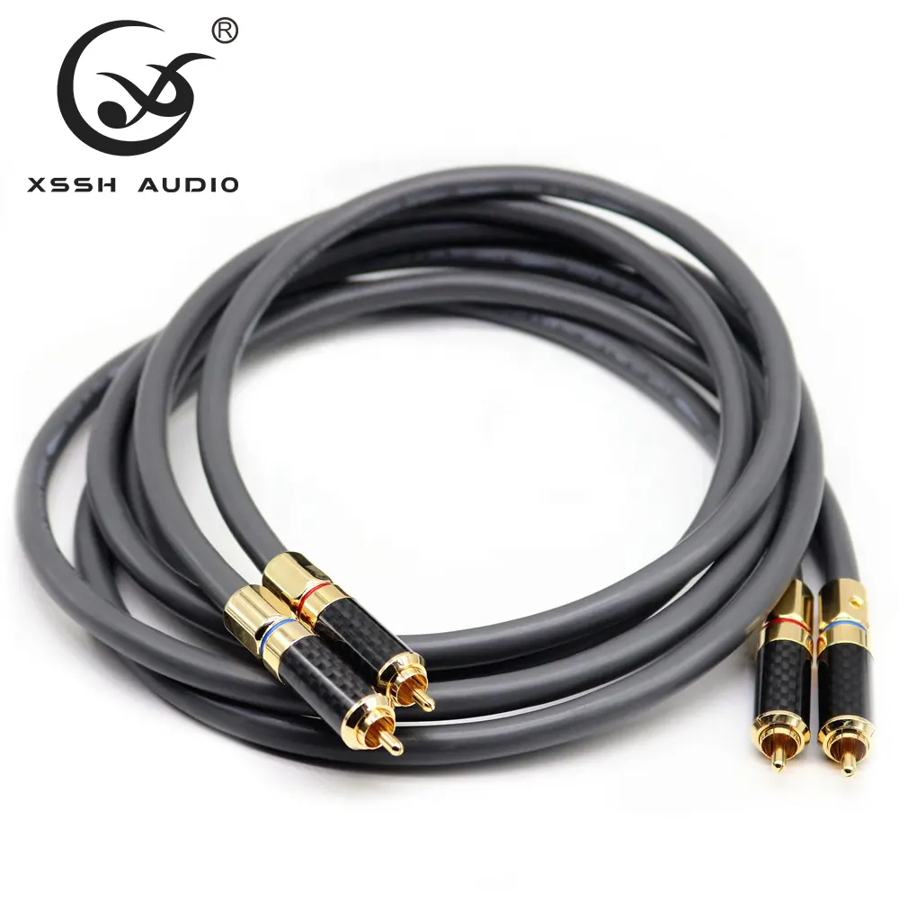Aux Wire Line YIVO XSSH Audio HIFI OEM ODM 2 Core OFC Shield Interconnect Microphone 2RCA to 2 RCA Signal Audio & Video Cables