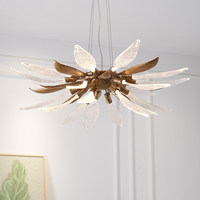 Lustre en cristal vitrail LED tout cuivre Langchu avec compatibilité AC pour l'installation de projets de villas et de salons