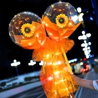 Bouquet de Roses Lumineuses Saint-Valentin, Ballon Bobo LED Lumineux pour Cadeau, Ballon Bulle LED Brillant dans le Noir