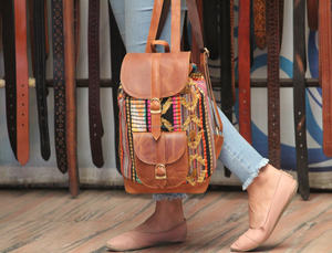 De cuero genuino elegante hecho a mano mochila Unisex - Product Image 3