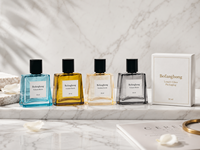 Flacon de parfum carré en verre de 30 ml, simple et élégant, avec pompe pulvérisatrice, coloré et transparent, en stock en usine