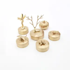 MAXERY花式设计黄铜储物盒小方形黄金容器家用装饰珠宝储物盒