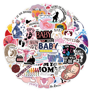 55PCS Grossesse dessin animé fête des mères cadeau bébé à bord autocollant - Product Image 1