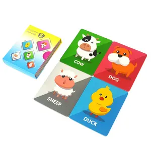 Cartões infantis impressos Flashcards padrão animal cartões flash de aprendizagem educacional