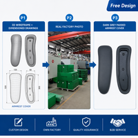 Paire de housses de repose-bras rembourrées gris foncé, dessus lisse, structure côtelée, pour chaise ergonomique et fauteuil roulant, moulées par injection, usine OEM