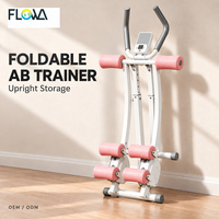 FLOWA Appareil d'entraînement abdominal pliable blanc et rose pour rangement vertical
