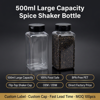 Bouteilles d'emballage pour épices et sel de 500 ml, flacons à assaisonnement, salières, bouteilles en plastique de qualité alimentaire de différentes capacités