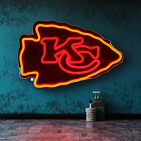 Lumières néon LED avec logo des Chiefs KC, indice de protection IP65, alimentées par USB, à intensité variable, décoration murale en acrylique pour salle de jeux de football