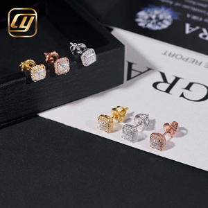 Boucles d'oreilles clous en moissanite taille Asscher, argent 925 plaqué or 18 carats, géométriques, de luxe, unisexe, pour usage quotidien - Product Image 4
