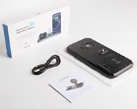 15W 3-en-1 portátil plegable cargador inalámbrico soporte de teléfono con micrófono para celular Iphone Iwatch para Airpods