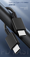Kabel Data Pengisian Daya USB-C 25W 3A Tipe C ke Tipe C 3A Kabel Pengisian Cepat untuk Samsung Kabel Tipe C Original