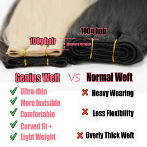 ผมต่อแบบเย็บติดคุณภาพสูง 50 กรัม ผมแท้เรมี่แบบดับเบิ้ลดรอน สำหรับต่อผมแบบจีเนียสเวฟ ผมตรงแบบซิลกี้เวฟ  แบบฟอกสี ผมจีน - Product Image 3