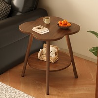 Table d'appoint/bout de canapé convertible en forme de pétale à 2 niveaux avec rangement, pieds en bois massif, écologique et durable, table de chevet décorative pour salon