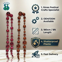 Guirlande de boules de Noël personnalisées de 180 cm, fabricant de guirlandes de boules en plastique à finitions variées pour les fêtes de Noël