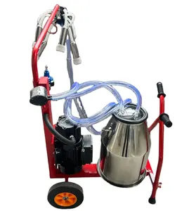 SS 304 25 L bucket/tank goat and cow cluster portable electric oil free vacuum pump single milking machine