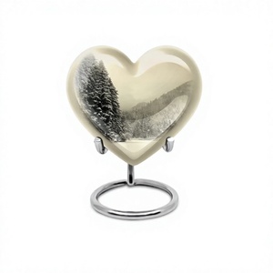Hermosa urna funeraria conmemorativa de copos de nieve para cenizas de adultos, urna decorativa de corazón grande con soporte y bolsa de terciopelo gratis - Product Image 1