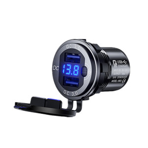<span class=keywords><strong>Prise</strong></span> <span class=keywords><strong>USB</strong></span> double port 12V 24V DC étanche en aluminium avec chargeur rapide QC3.0 pour <span class=keywords><strong>voiture</strong></span>, voltmètre numérique et interrupteur marche/arrêt - Product Image 1
