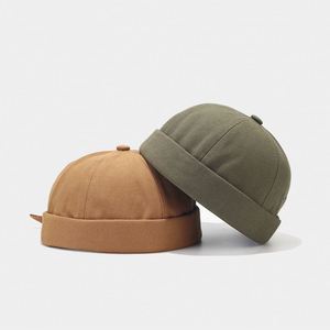 Custom Logo Patch Cotton Melon Skin <b>Cap</b> Outdoor Street Vintage <b>Brimless</b> Baseball <b>Cap</b> Hat for Men - Product Image 2