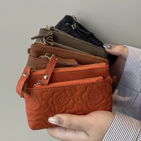 Dompet Camellia Elegan Berkualitas Tinggi Dompet Kulit Asli Wanita Klasik Dompet Koin Tempat Kartu Fashion Billetera