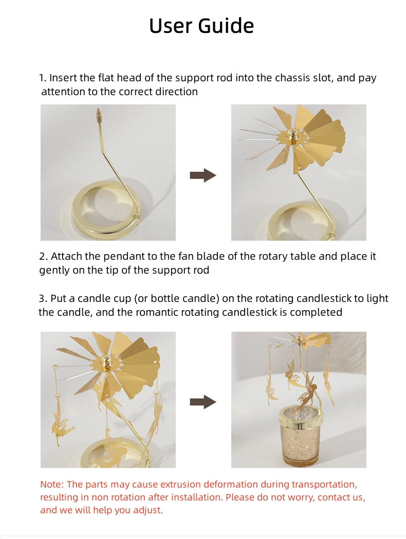 Spinning Candle Holder Deer Rotating Candlestick Romantic Trotting Horse Lamp For Home 5