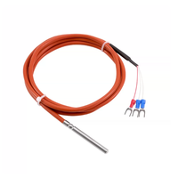 Sensor Suhu 3-kabel PT100/PT1000 dengan Termometer Resistansi Platinum, Probe Tahan Air dengan Kabel Karet Silikon