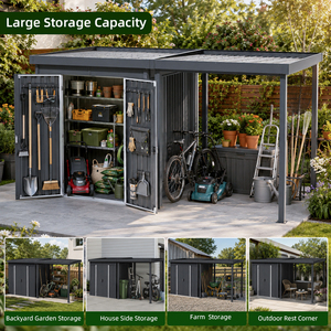 Abri <span class=keywords><strong>de</strong></span> jardin en métal personnalisé SEEYES avec auvent pour voiture, abri extérieur pour outils <span class=keywords><strong>et</strong></span> vélos, vente en gros, OEM, ODM, directement <span class=keywords><strong>de</strong></span> l'usine - Product Image 6