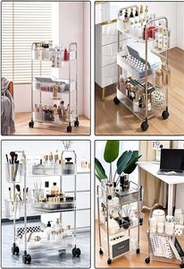 ชั้นวางของอะคริลิคใสแบบหลายชั้น รถเข็นพลาสติกสำหรับเก็บของในครัว ห้องนอน ห้องน้ำ - Product Image 4