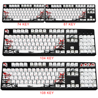 Custom PBT OEM Profile Keycaps Plum Blossom OEM Profile Keycaps 68/71/110 keys For 61/64/68/108 Mechanical Keyboard