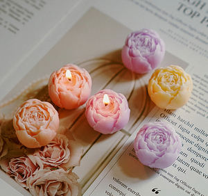 เทียนหอมกลิ่นกุหลาบจากขี้ผึ้งถั่วเหลืองรูปดอกไม้ สำหรับตกแต่งบ้านอย่างหรูหรา ใช้ในวันขอบคุณพระเจ้าและวันแม่ - Product Image 4