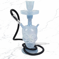 Chicha Hookah Shisha en forme de crâne bleu clair avec tuyau noir pour club en plein air, café, lieu unique pour fumer des chichas
