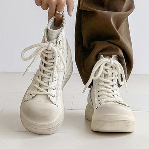 High-quality Black High-top Casual Shoes for Men Women Canvas Slip-On Lace-Up Walking Shoes Water-resistant Breathable All Shoes - Product Image 2