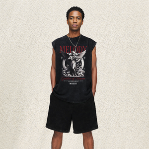 Chaleco Oversize Lavado con Gráfico <span class=keywords><strong>de</strong></span> Violín, Ángel y Melodía, Estilo Retro Gótico Streetwear, Diosa del Cielo, Top <span class=keywords><strong>Hip</strong></span> <span class=keywords><strong>Hop</strong></span> para Hombre, Talla EE. UU. - Product Image 3