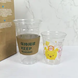 Disposable Transparent Iced Cold Drinks Coffee Tea Smoothie Cup Wholesale Custom Printed Plastic Cup With Lids