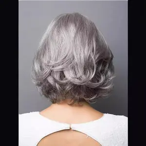新款鲍勃假发女式银灰色化纤短发头套