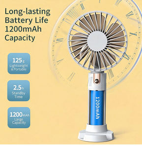 1200mAh USB Rechargeable Low Noise 3 Wind Speeds with Phone <b>Bracket</b> Handheld/Desktop Mini Fan - Product Image 6