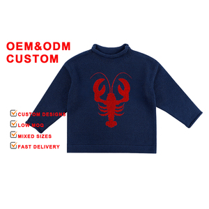 Oem ODM Toddler trẻ em trai Áo len bé Đan Áo len ấm Áo sơ mi dài tay áo cuộn cổ áo len với máy kéo mô hình đan - Product Image 5