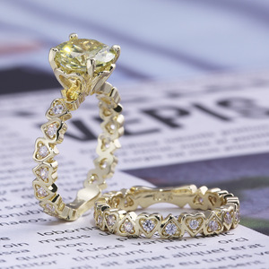 Heart Full Band <b>Stone</b> <b>Ring</b> for Women Elegant Stackable Fashion Finger Jewelry - Product Image 2