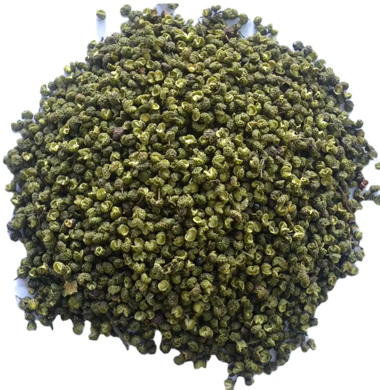 Polvo ahumado Zanthoxylum Bungeanum Maxim al por mayor verde seco AD ISO crudo 20/25kg por cartón/bolsa Kraft con bolsa de PE dentro de Huayuan