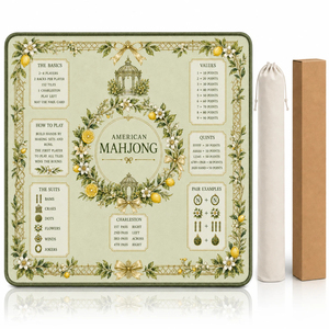 Vintage Sage Green Lemon Mahjong Play Mat Premium Anti-Slip Neoprene Table Protection Pad with Built-in Scoring Guide - Product Image 3