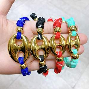 <span class=keywords><strong>Bracelet</strong></span> en corde tressée perlée en cuivre vintage avec finition effet goutte d'huile et extrémité réglable, idéal pour un cadeau unisexe - Product Image 2