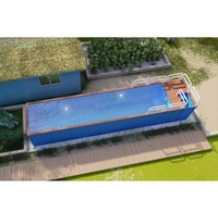 Piscine Conteneur en Fibre de Verre de 40 Pieds Fabriquée sur Mesure Entièrement Assemblée pour une Utilisation en Extérieur