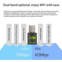 Adaptateur WiFi USB double bande 600 Mbps 2,4/5 GHz avec Bluetooth, Dongle récepteur sans pilote pour PC/ordinateur portable, En stock !